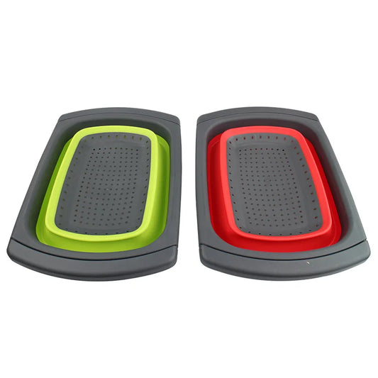 Manufacturer   Retractable Drain Basket Folding Fruit Basket Stretching Rectangular Storage Rubber Plastic Vegetable Washing Kitchen Gadgets   kitchen gadgets