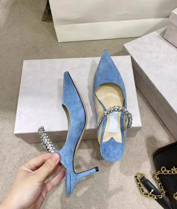 Manufacturer   European and American Spring and Autumn New Women High Heel Shoes High Quality Diamond Decoration Muller Shoes   Pumps