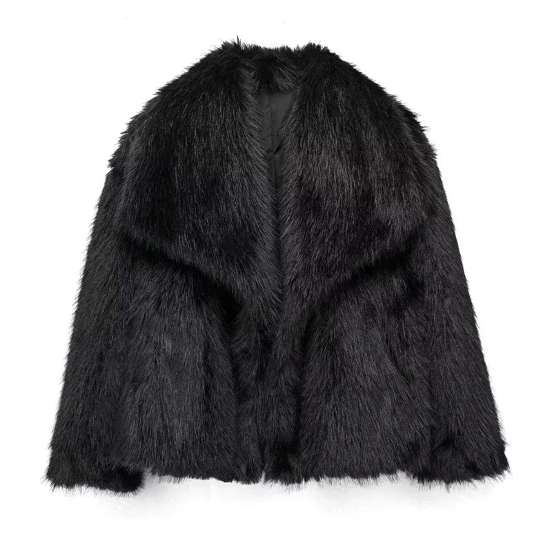 Woman Autumn Winter Faux Fur Coat Plush Fluffy Women's Jacket New in Outerwears White Red Gray Black Wool Blends Coats