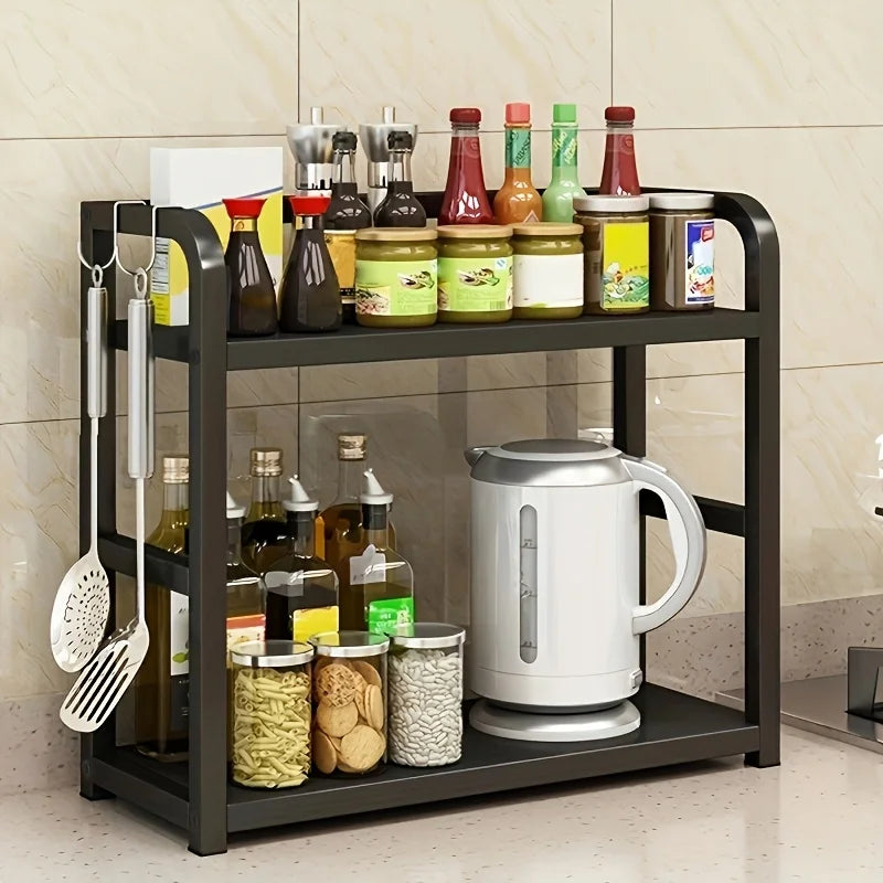 Manufacturer   1pc 2-Tier Metal Countertop Shelf - Space Saving Organizer for Coffee, Mugs & Condiments, Rustproof Kitchen Rack   kitchen gadgets
