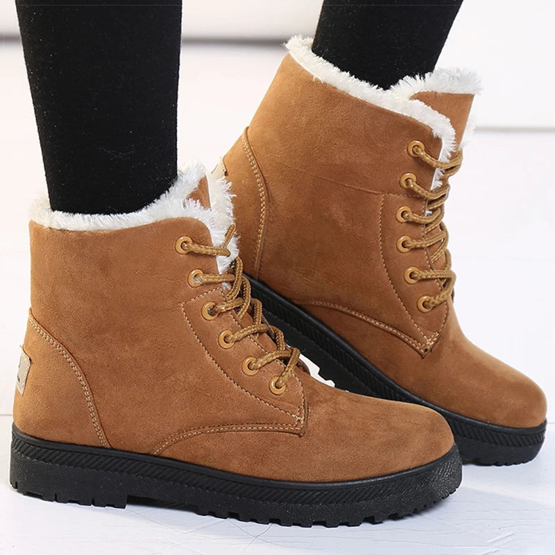 Manufacturer   Women's Winter Boots Low Heels Women Boots With Fur Warm Winter Shoes Women Snow Boots Ankle Botas Mujer Winter Footwear Female   boots
