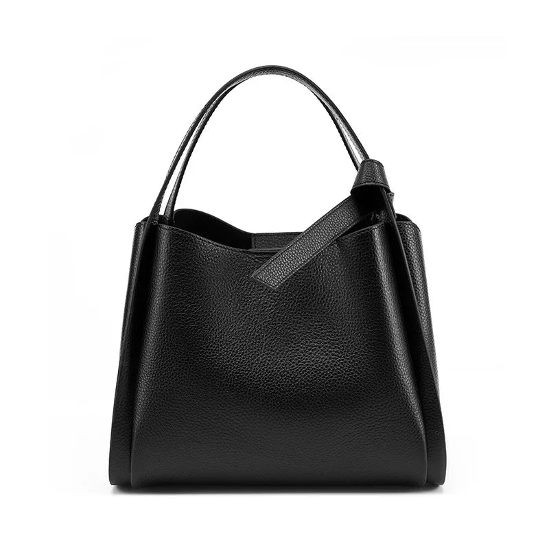 Cow Genuine Leather Bucket Bag For Women  Luxury design Cowhide Crossbody Bag Commuter Shoulder Bag For Shopping handbag