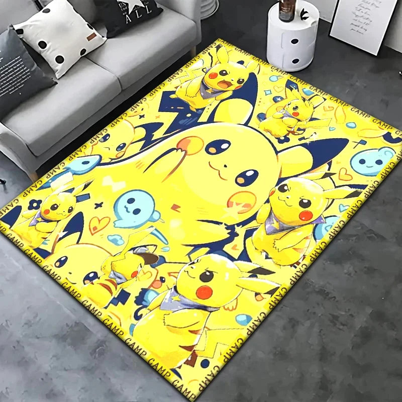 Pokemon Pikachu Cartoon Carpet Rug for Living Room Bedroom Decoration Picnic Camp Kitchen Carpet Crawling Carpet Decoration