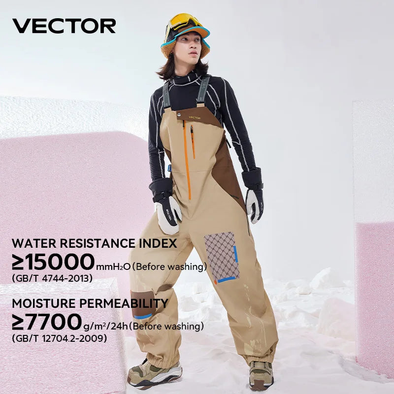 VECTOR Men and Women 3L Ski Pant Windproof and Waterproof Solona Fabric Outdoor Skiing Other Autumn Winter Outdoor Activitie