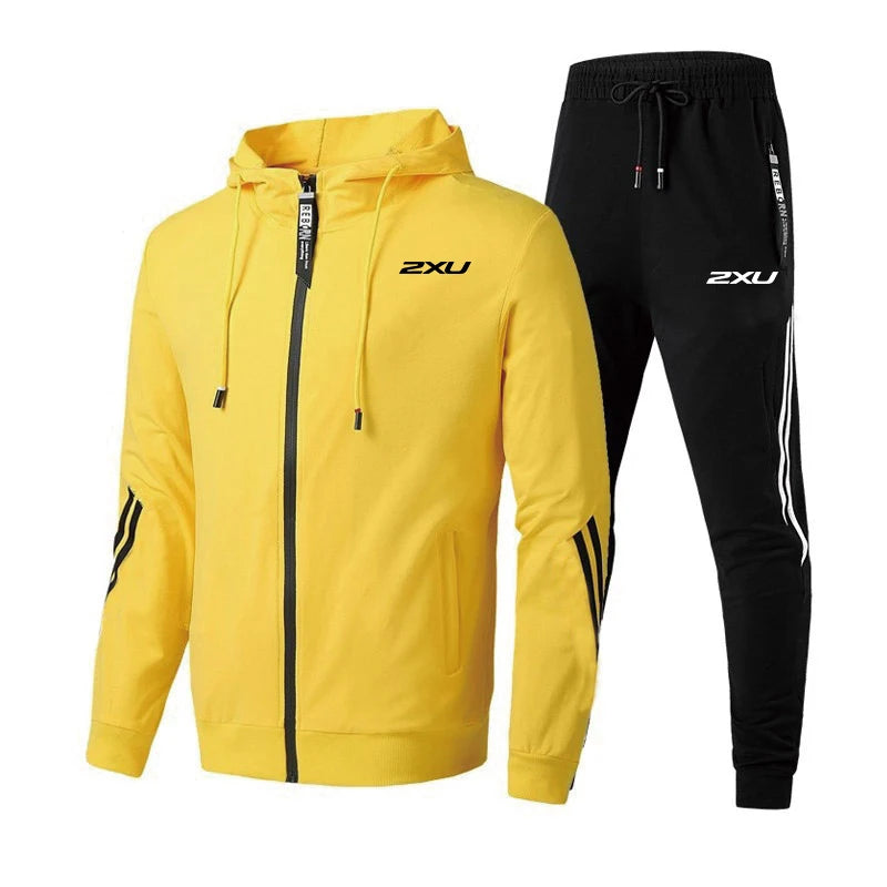 Hot Sale Men's Tracksuit Set Zipper Jacket Black Sweatpants Autumn Winter Runnning Hoodie Outfits Urban Casual Sportswear   suits