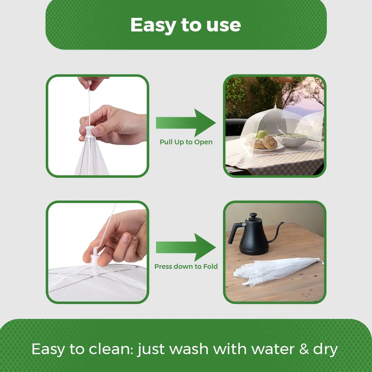 Manufacturer   Picnic Food Covers for Outside Mesh: 3/6/12 Packs 17 Inch Pop Up Fine Fly Net for Fruit - Collapsible Screen Umbrella Food Tent   kitchen gadgets