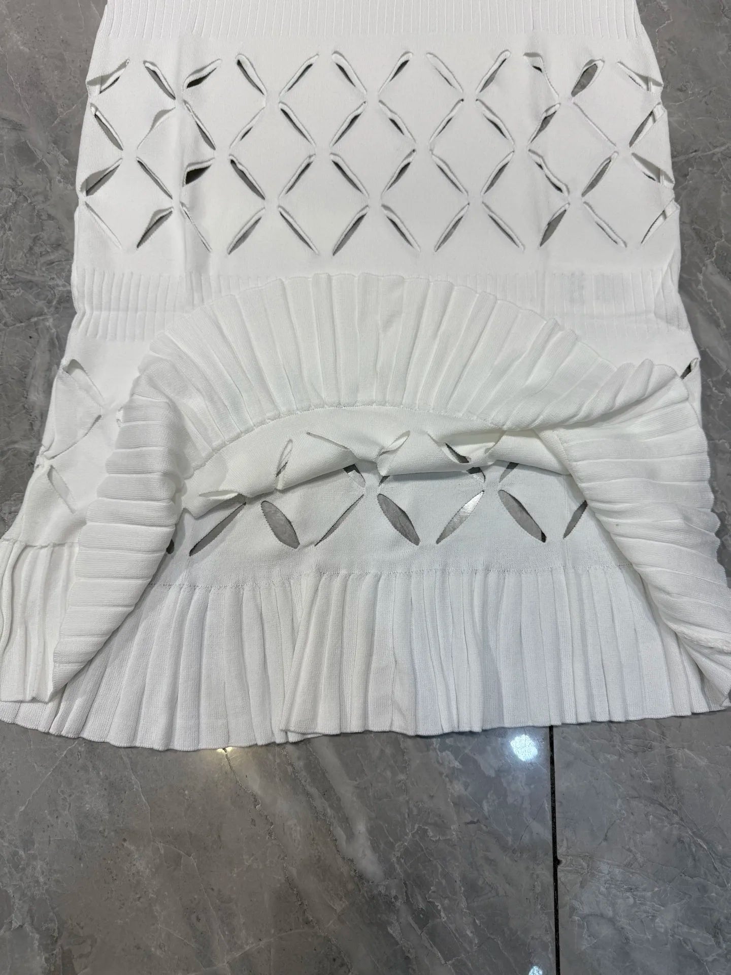 Women Sexy Strapless Sleeveless Cut Out Pure White Slim Long Knit Suspender Dress
