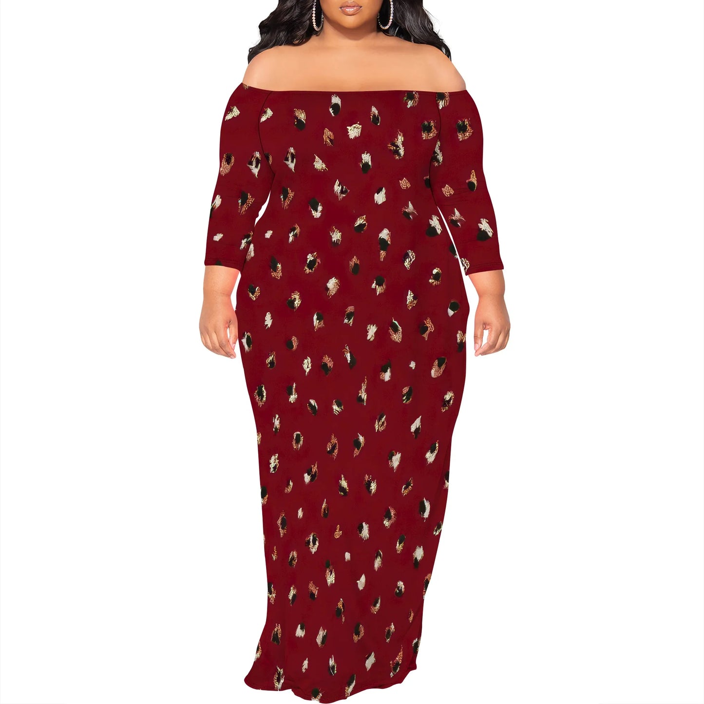 Maxi Dress for Women V Neck Casual 3/4 Sleeve Wrap Sexy Long Dresses Floral with Belt
