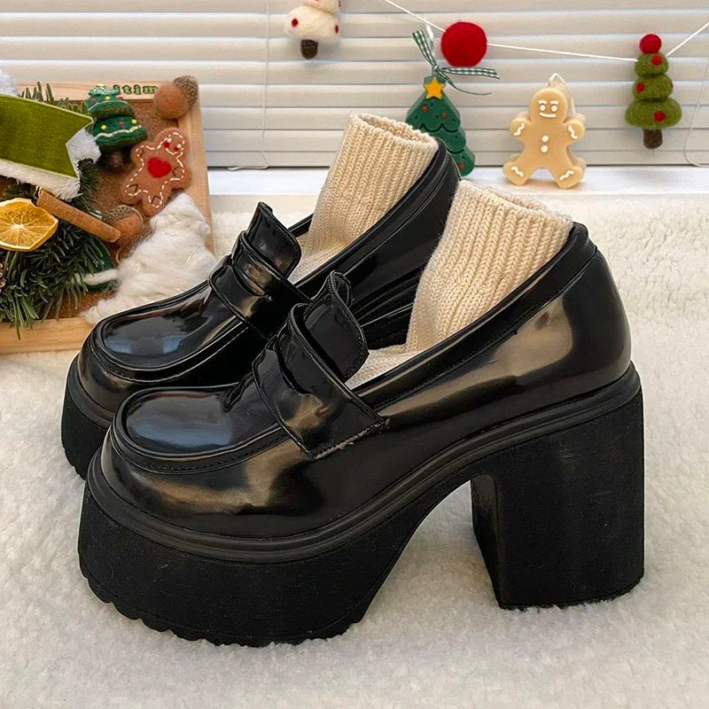 Manufacturer   Retro Le Fu Shoes New Thick Soled High Heels Daily Luxury Women's Solid Color Temperament Mary Jane with Follow-up Shoes   Pumps