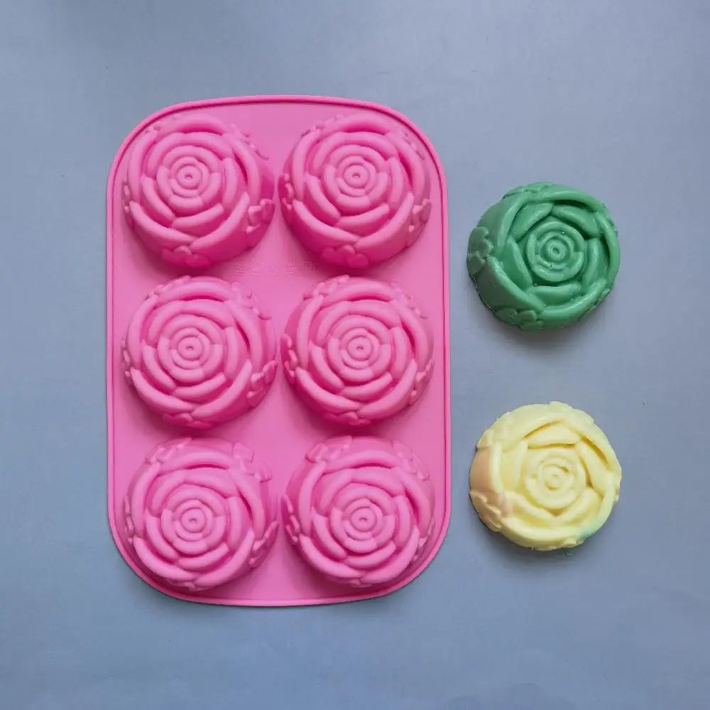 manufacturer  6 Holes Rose Flower Handmade Soap Candle Silicone Mold Heart shape DIY Cake Chocolate Baking Tools Ice Cube Making Mould   Kitchen gadgets