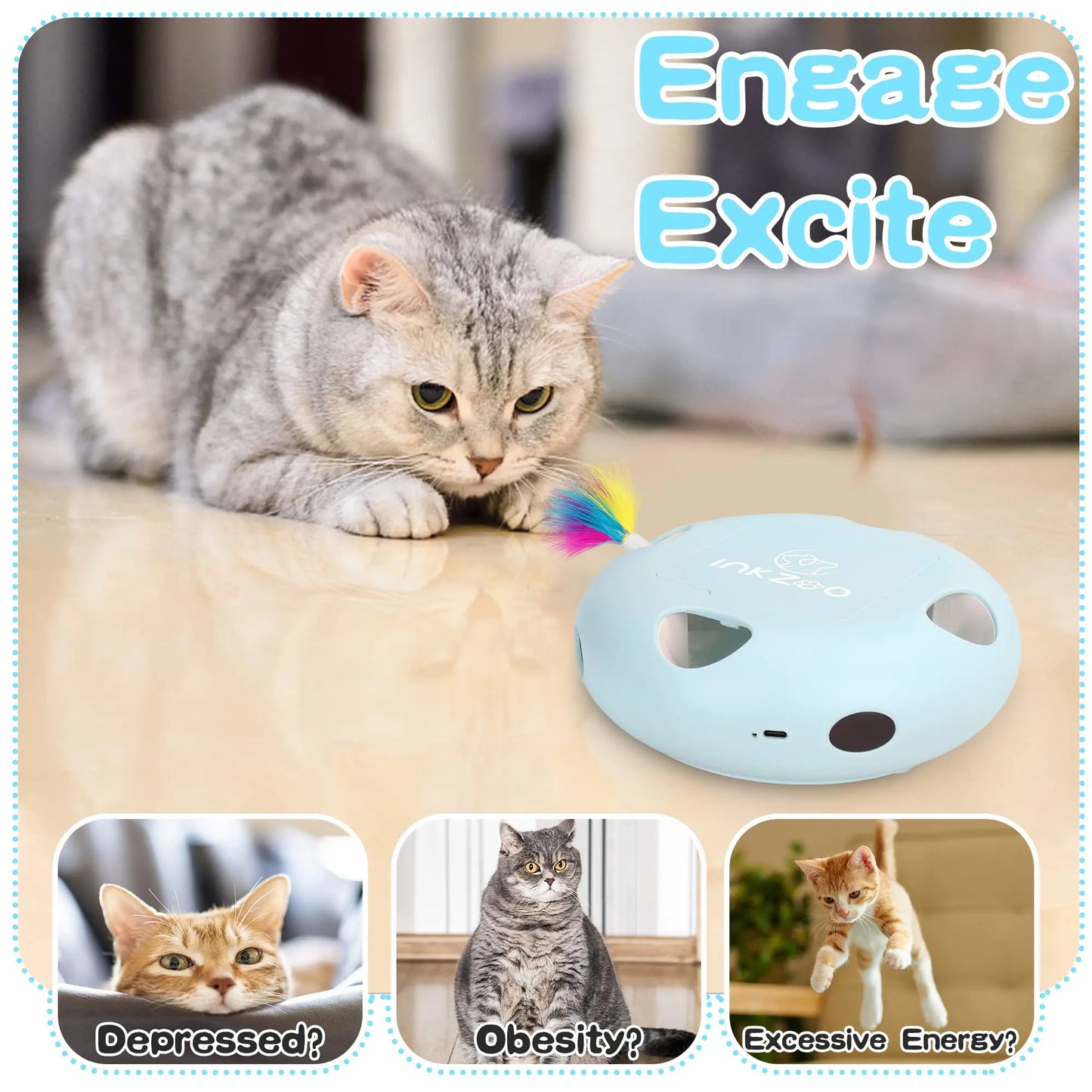 Cat Toys, Interactive Cat Toys for Indoor Cats,  Smart Interactive Kitten Toy, Automatic 7 Holes Mice Whack-A-Mole  Cat toy