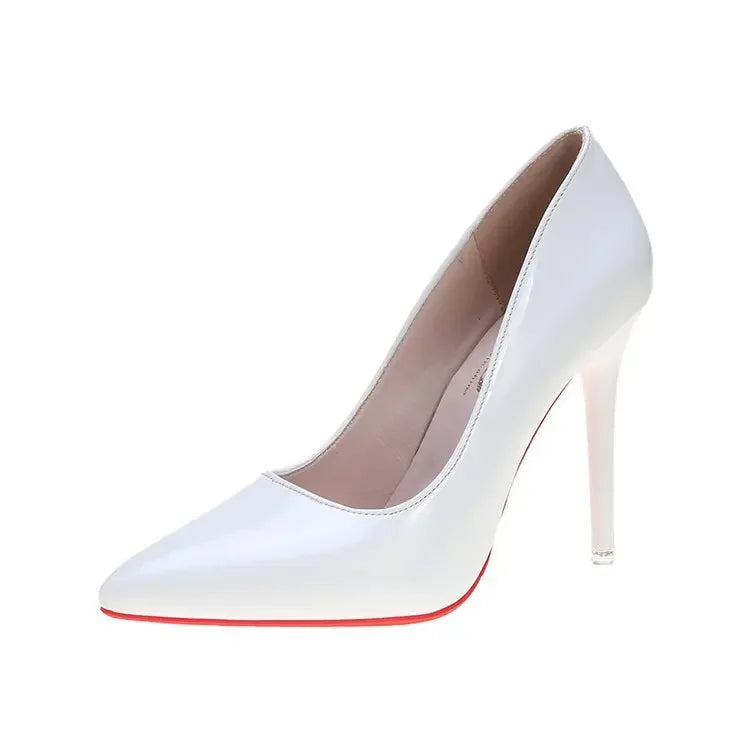 Manufacturer   Big Size 35-45 women's shoes  concise flock high heels women pumps pointed toe classic red gray ladies wedding shoes office   Pumps