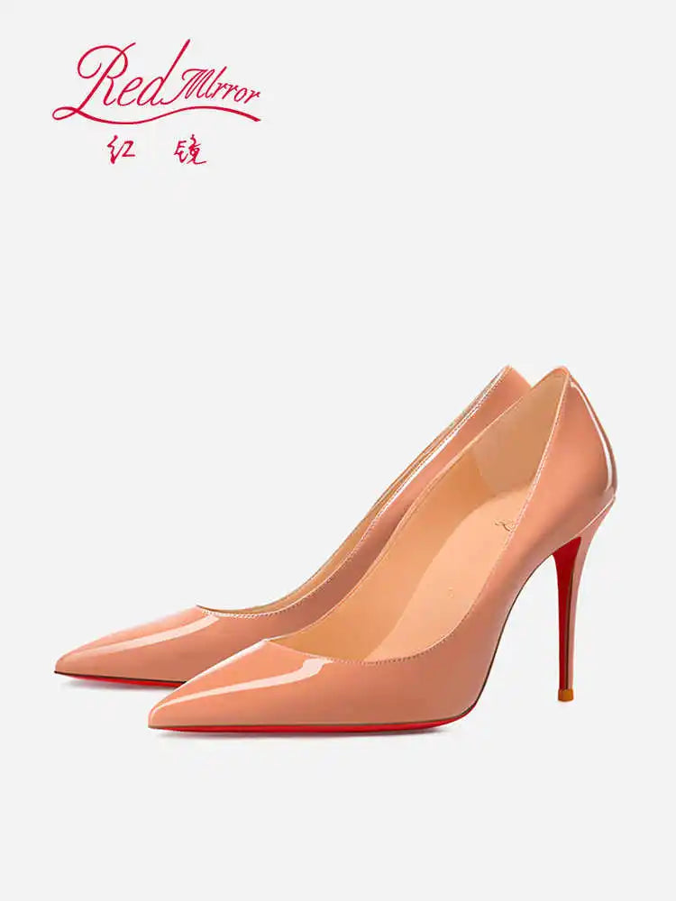 Manufacturer   Women heels Naked color Women's elegant high heel Luxury Black shoes woman  Red Shiny Bottoms Pointed Toe party Ladies Women   Pumps