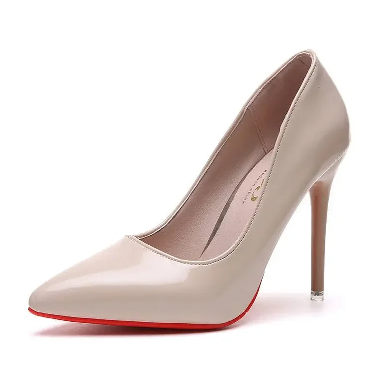 Manufacturer   Big Size 35-45 women's shoes  concise flock high heels women pumps pointed toe classic red gray ladies wedding shoes office   Pumps