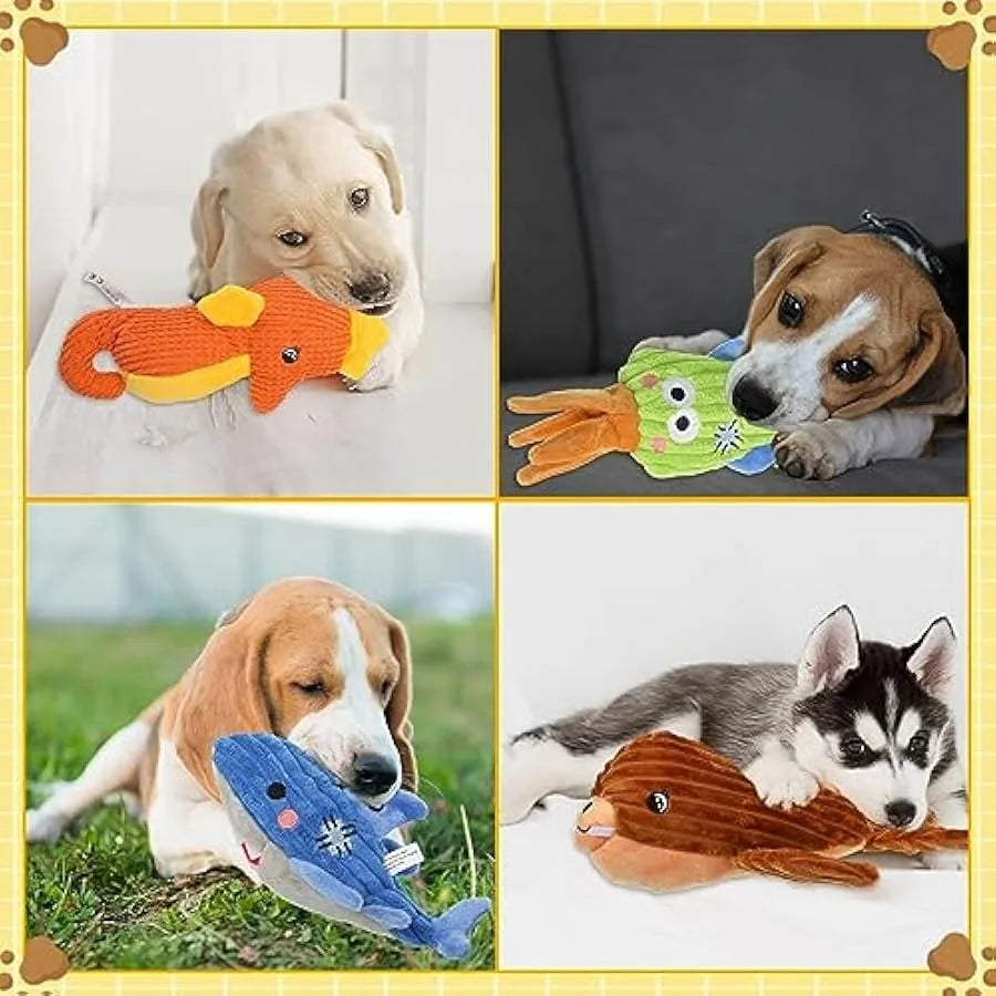 Lenwen 15 Pack Large Dog Squeaky Toys Bulk Plush Stuffed Assortment Value Bundle Pet Mutt Puppy Toys for Small Medium Pets Teet