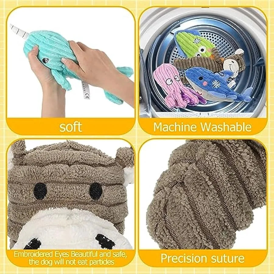 Lenwen 15 Pack Large Dog Squeaky Toys Bulk Plush Stuffed Assortment Value Bundle Pet Mutt Puppy Toys for Small Medium Pets Teet