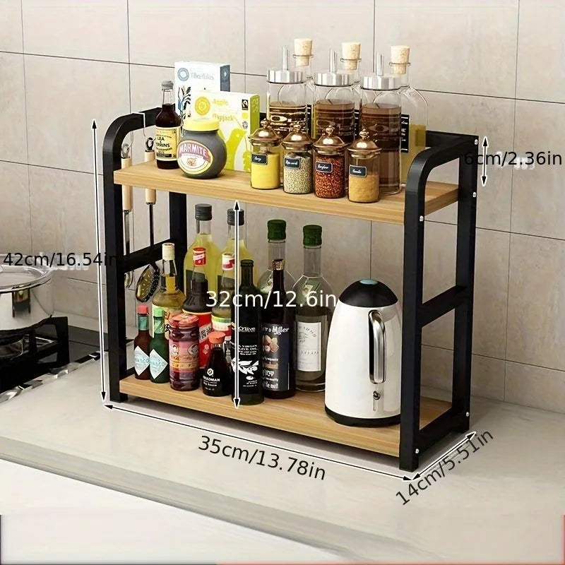 Manufacturer   1pc 2-Tier Metal Countertop Shelf - Space Saving Organizer for Coffee, Mugs & Condiments, Rustproof Kitchen Rack   kitchen gadgets