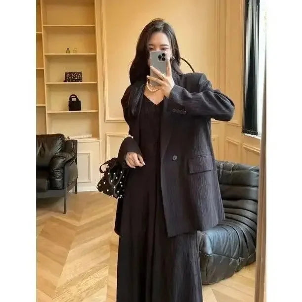 Plus Size Plus Size Women's Clothing Set Long Dress Suit Jacket Slimming 2-Piece Set For Spring And Autumn Large Size Fashion  suits