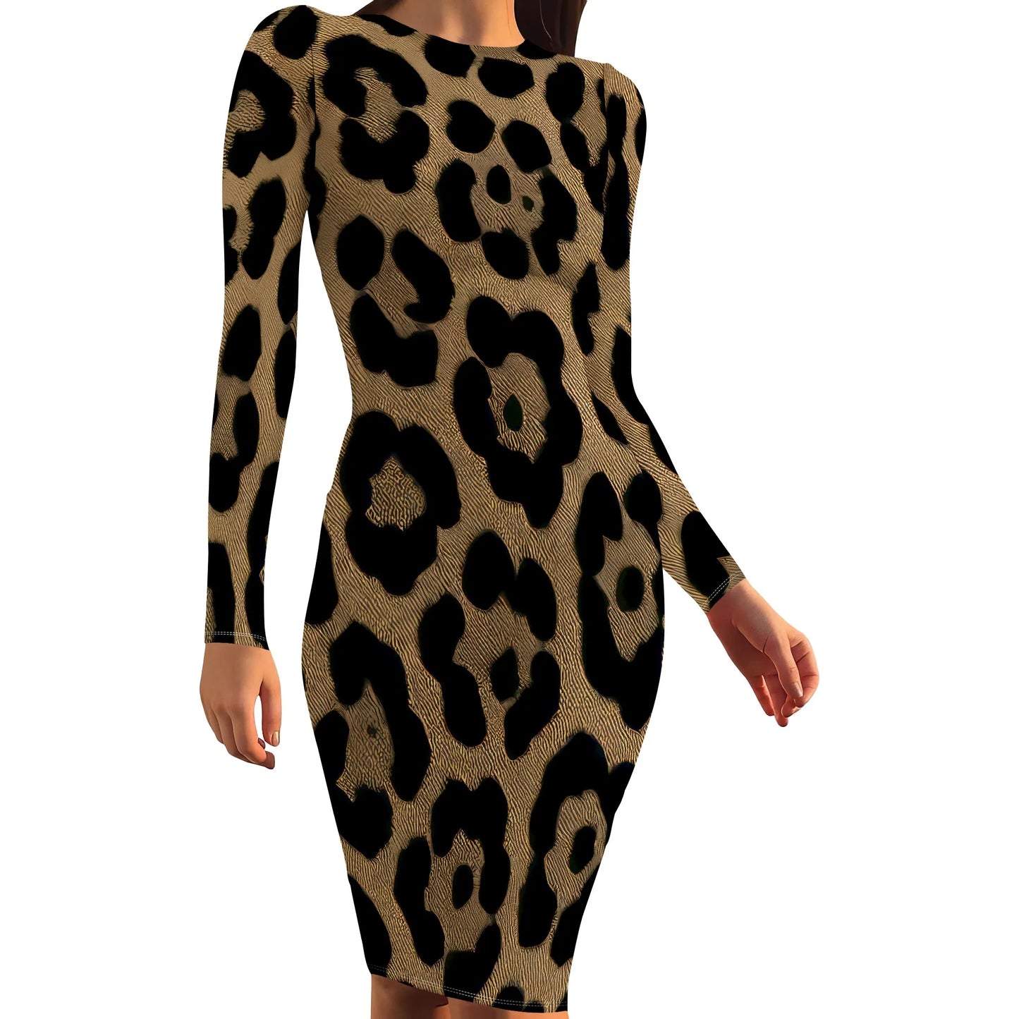 Womens Autumn Dresses Long Sleeve Basic Pencil Smocked Elastic Waist Casual A-Line Sexy Bodycon Mini Dress