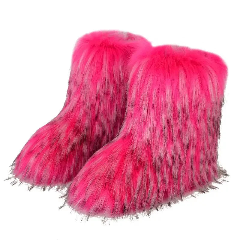 Manufacturer   Winter Shoe Women's Winter Fluffy Faux Fox Fur Boots Woman Plush Warm Snow Boots Luxury Footwear Girls' Furry Fur Bottes Fashion   boots