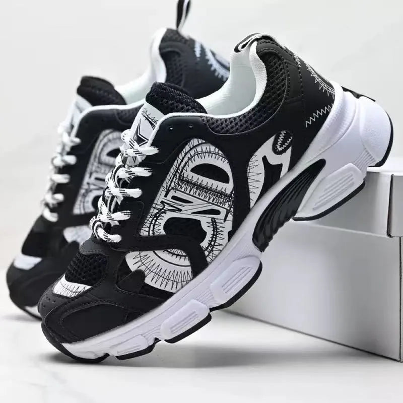Manufacturer   D Home Mesh Upper Running Shoes Thick Bottom Dad Sneakers Unisex Lace up Sports Couple Shoes Anti Slip Wear Resistant Rubber...    Sneakers