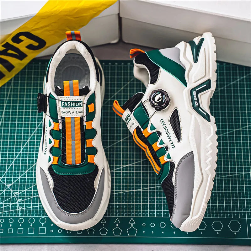 Manufacturer   Men's Korean rotating buckle fashion casual sports shoes four season soft soled non slip outdoor running shoes student sneakers    Sneakers