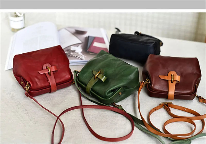 Fashion genuine leather mini ladies shoulder bag natural first layer cowhide women's weekend party green small crossbody bag