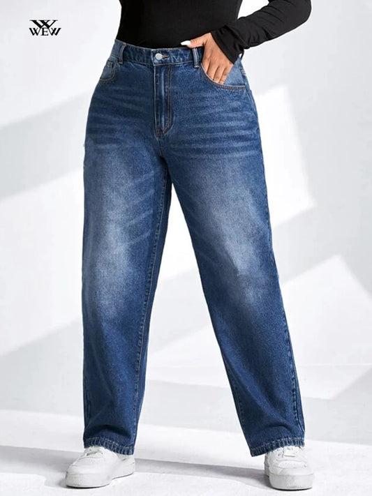 Plus Size Tapered Jeans for Women Full Length Harem Women Jeans High Waist Washing Spring and Autumn Denim Women Jeans pant