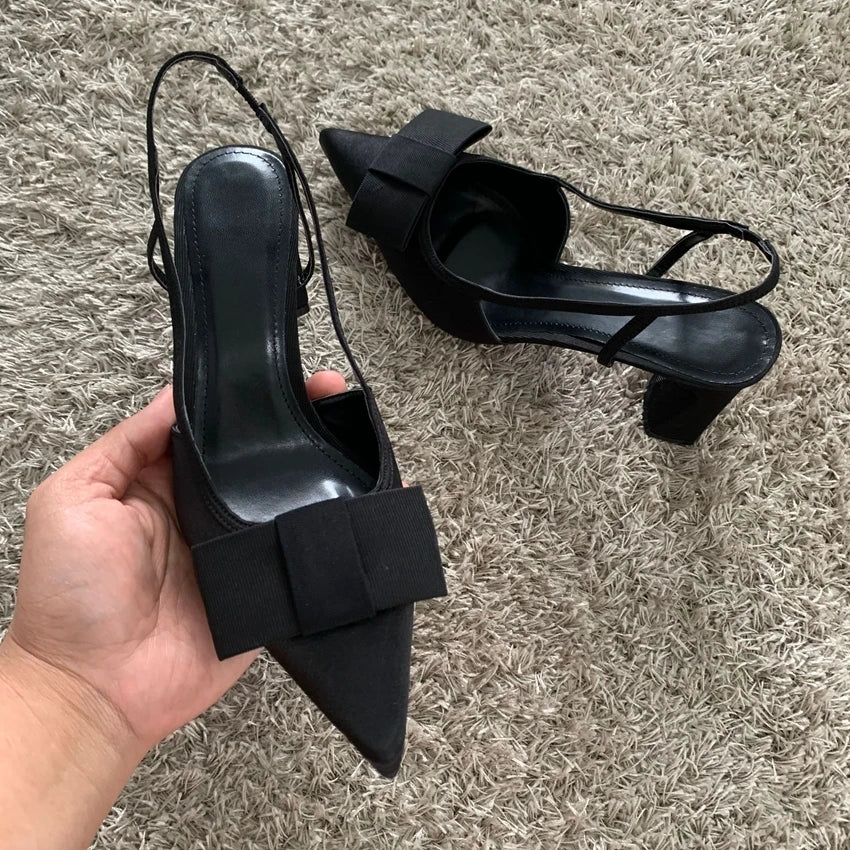 Manufacturer   Butterfly-knot Design Heeled Sandals Women Fashion Elegant Dress Shoes Female Pointed Toe Pumps Women Slingback High Heels   Pumps