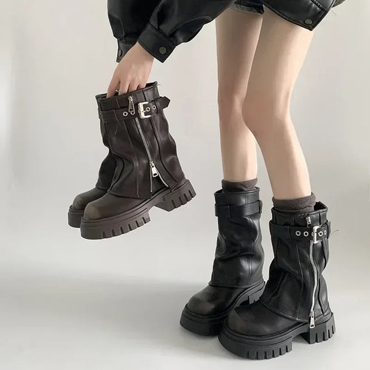 Manufacturer   Winter Women  Boots Fashion Belt Buckle Ladies Elegant Platform Long Pipe Booties Casual Women's Knee High Booties2024   boots