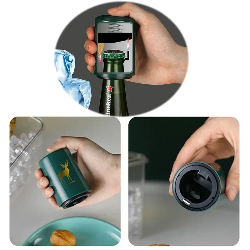 Manufacturer   Bottle Opener Magnetic Creative Automatic Beer  Kitchen Press Lid Beer Corkscrew Tools Portable Kitchen Accessories Bar Gadgets   kitchen gadgets