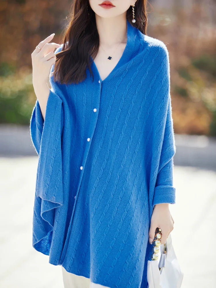 Spring and Autumn Trend 100% Pure Wool Shawl Women's Coat Multi-Functional Scarf Wool Knitted Cardigan Super Versatile Sweater