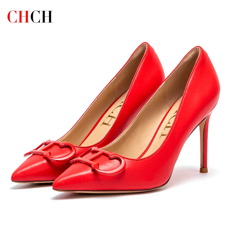 Manufacturer   CHCH Women's High Heels New Pointed Metal Buckle Party Carnival Women's Shoes 9cm   Pumps