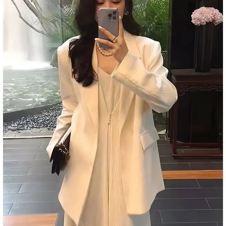 Plus Size Plus Size Women's Clothing Set Long Dress Suit Jacket Slimming 2-Piece Set For Spring And Autumn Large Size Fashion  suits