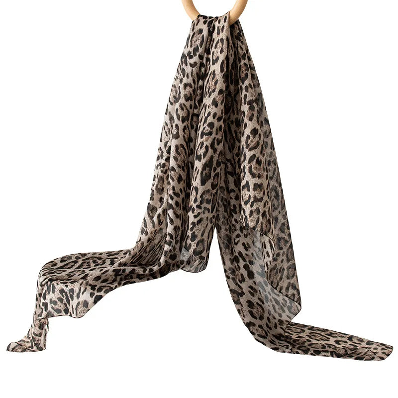 Silk Scarf Women Summer Sun Protection leopard Print Wrap Breathable Thin Shawl Beach Accessory For Spring Holiday Luxury