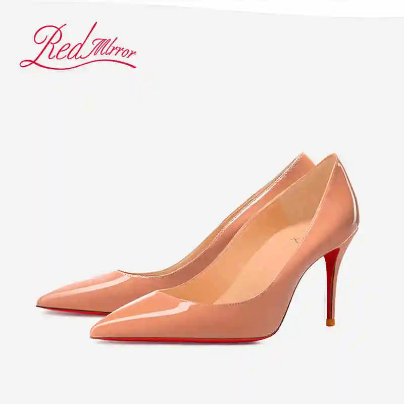 Manufacturer   Women heels Naked color Women's elegant high heel Luxury Black shoes woman  Red Shiny Bottoms Pointed Toe party Ladies Women   Pumps