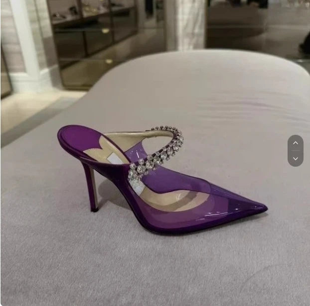 Manufacturer   European and American Spring and Autumn New Women High Heel Shoes High Quality Diamond Decoration Muller Shoes   Pumps