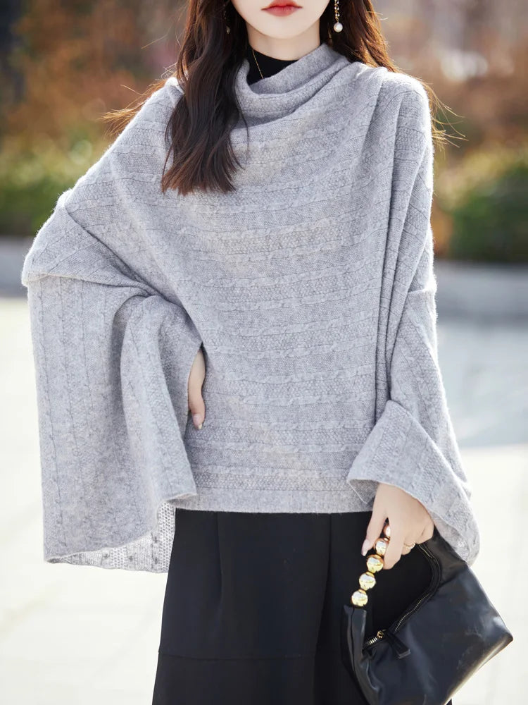 Spring and Autumn Trend 100% Pure Wool Shawl Women's Coat Multi-Functional Scarf Wool Knitted Cardigan Super Versatile Sweater