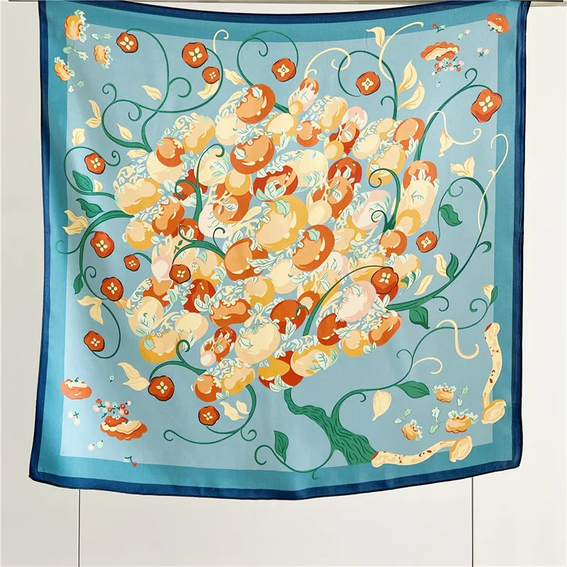 100% Natural Silk Scarf for Women Print Bufanda Mujer Real Silk Headscarf 65x65cm Bandanas Silk Scarves Square Neckscarf Wraps