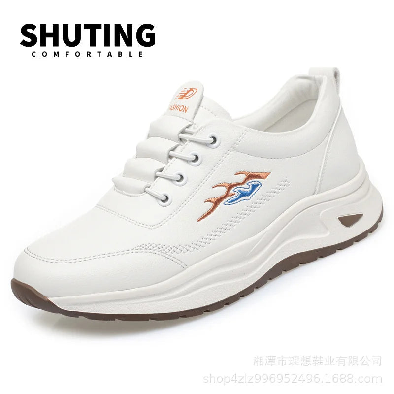 Manufacturer   Women's Breathable Sports Shoes Outdoor Walking Flats Spring Comfortable Anti-slip Soft Leather Soft Bottom Casual Sneaker    Sneakers