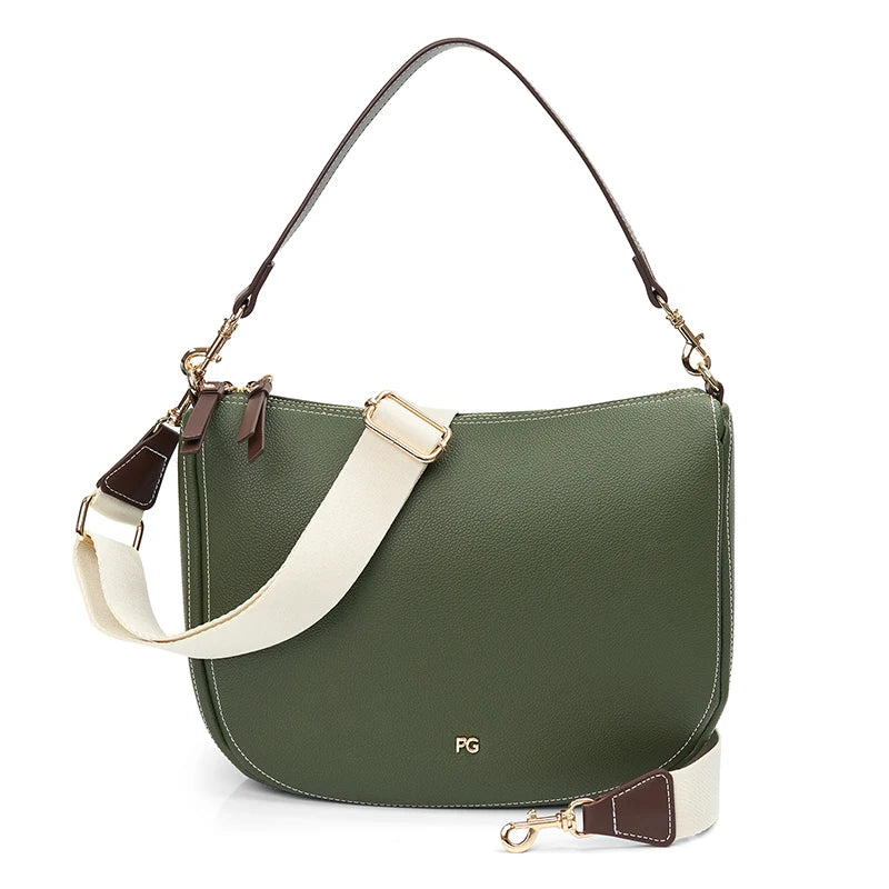 PG Fashion Women's Tote Bag Versatile Simple Solid Color Printed Lettering Metal Logo Brand Crossbody Bag Shoulder Bag