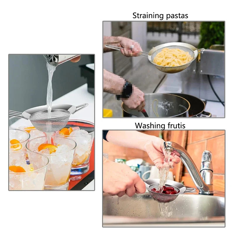Manufacturer   1-3Pcs Stainless Steel Wire Fine Mesh Oil Strainer Flour Colander Sieve Sifter Pastry Baking Tools Kitchen Accessories   kitchen gadgets