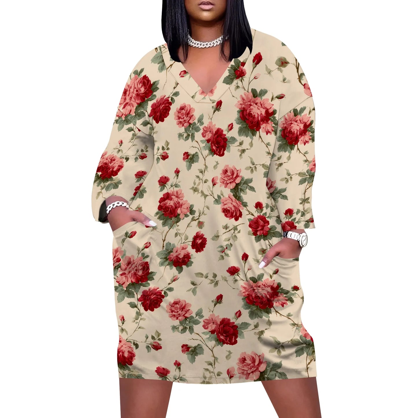Maxi Dress for Women V Neck Casual Sleeve Wrap Sexy Long Dresses Floral with Belt