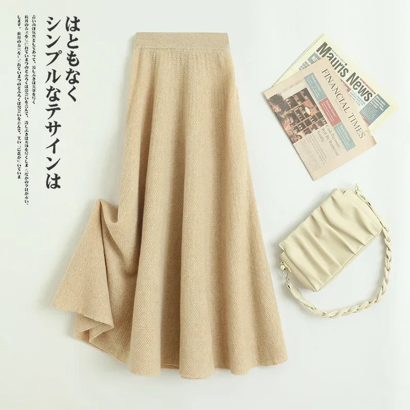 Plus Size Pure Wool Knitted High Waist Mini Skirt Women's Casual Style Autumn Winter New Fashion Korean Version Slimming Skirt  dress