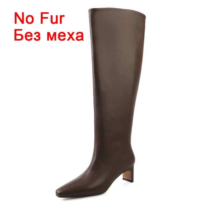 Manufacturer   JOZHAMTA Size 34-43 Women Real Leather Long Boots Fashion High Heels Shoes For Winter Boots Office Lady Daily Dress Shoes   boots