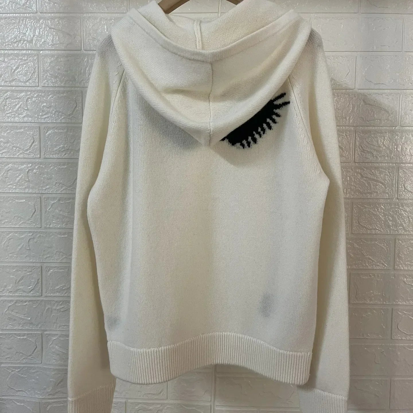 Women Hooded Sweater Heart-Shaped Letter Jacquard 100% Cashmere 3 Colors Casual Autumn Winter Lady Jumper