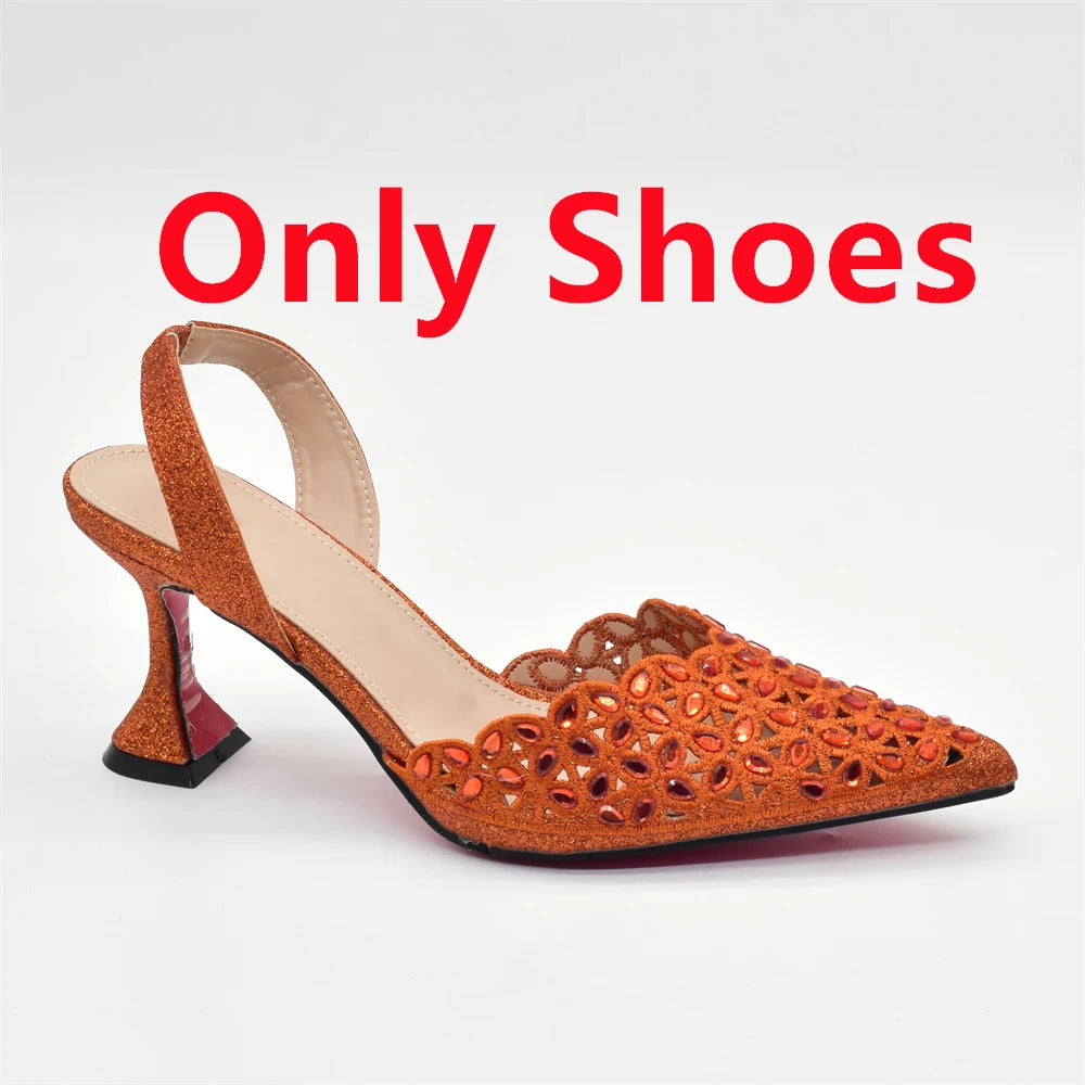 Manufacturer   Silver Color Shoes and Bag for Party Wedding Luxery Women Shoe and Bag Set for Nigeria Party Italy Elegant Woman Heeled Pumps   Pumps