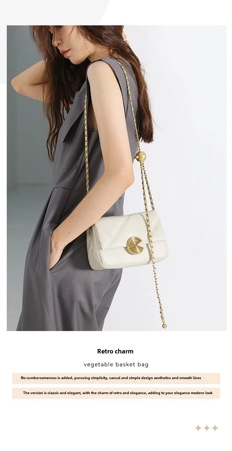 High-quality Lingge Chain Leather Women's Bag  New Fashion Small Square Shoulder Bags Crossbody Bag
