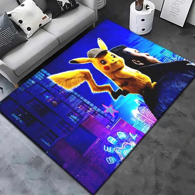 Pokemon Pikachu Cartoon Carpet Rug for Living Room Bedroom Decoration Picnic Camp Kitchen Carpet Crawling Carpet Decoration