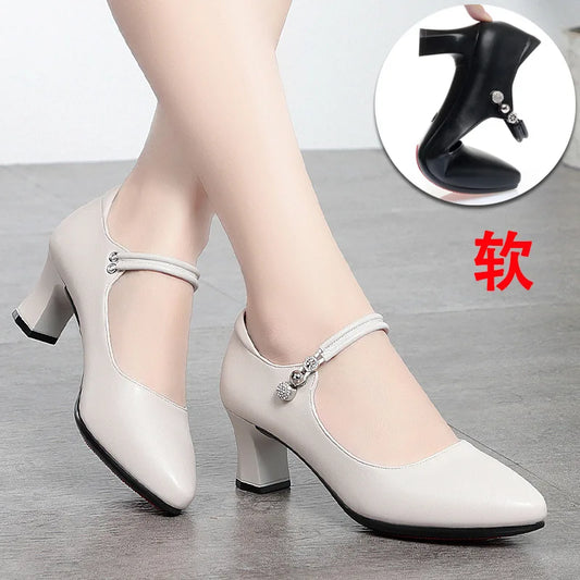 Manufacturer   CINESSD Fashion Pumps New High Quality Genuine Leather Vintage Mary Jane Shoes Square Toe High Heels Flat Shoes Lightweight Shoe   Pumps
